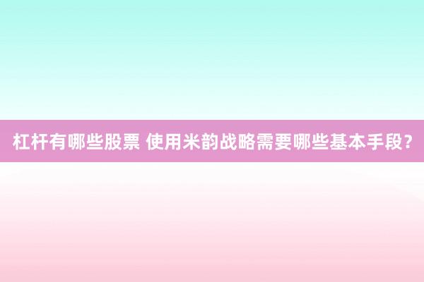 杠杆有哪些股票 使用米韵战略需要哪些基本手段？