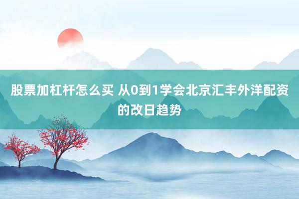 股票加杠杆怎么买 从0到1学会北京汇丰外洋配资的改日趋势