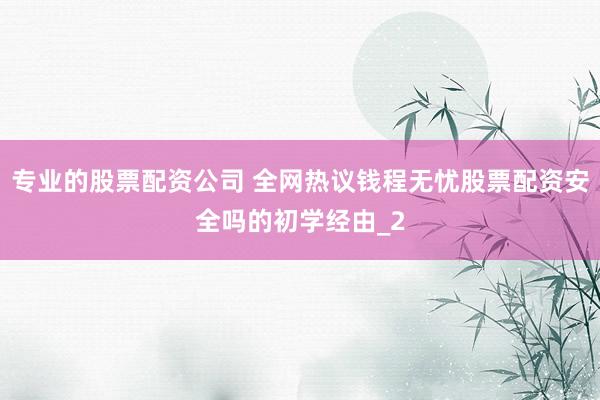 专业的股票配资公司 全网热议钱程无忧股票配资安全吗的初学经由_2