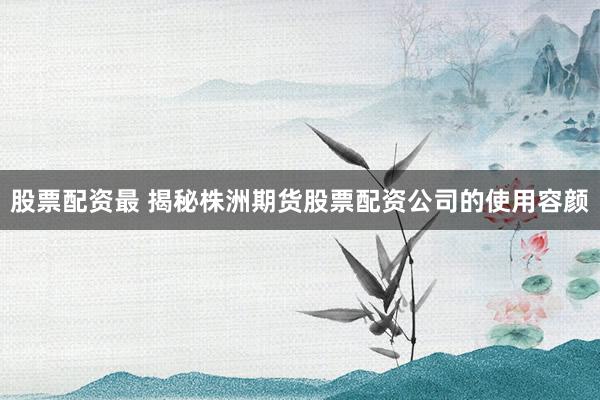 股票配资最 揭秘株洲期货股票配资公司的使用容颜