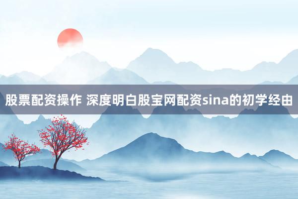 股票配资操作 深度明白股宝网配资sina的初学经由