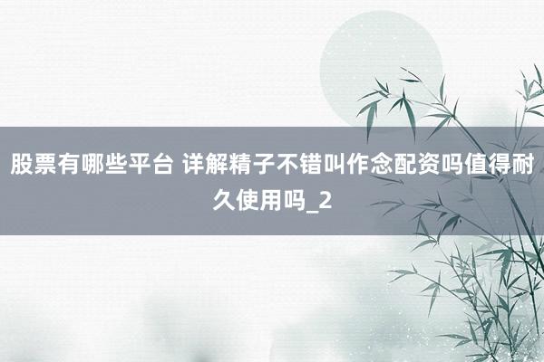 股票有哪些平台 详解精子不错叫作念配资吗值得耐久使用吗_2