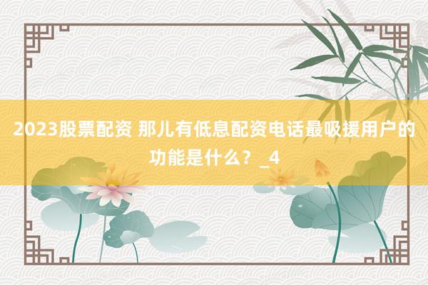 2023股票配资 那儿有低息配资电话最吸援用户的功能是什么？_4