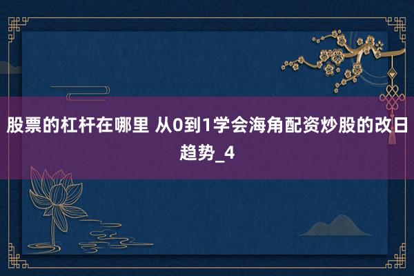 股票的杠杆在哪里 从0到1学会海角配资炒股的改日趋势_4