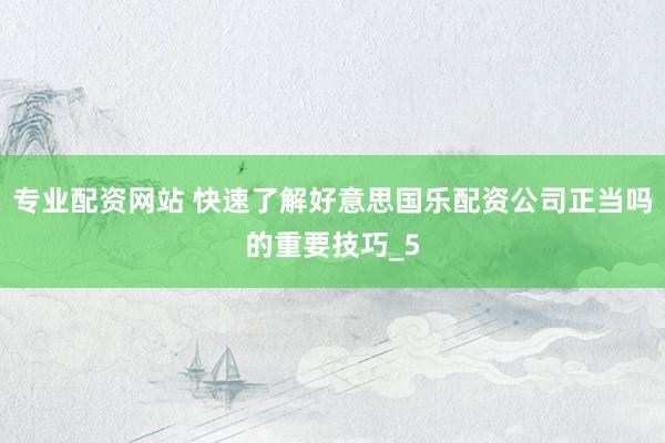 专业配资网站 快速了解好意思国乐配资公司正当吗的重要技巧_5