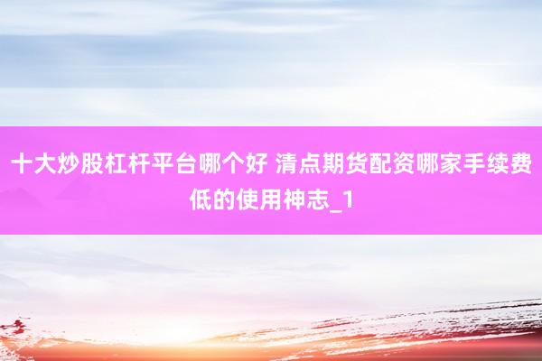 十大炒股杠杆平台哪个好 清点期货配资哪家手续费低的使用神志_1