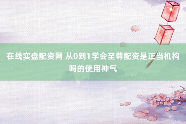在线实盘配资网 从0到1学会至尊配资是正当机构吗的使用神气