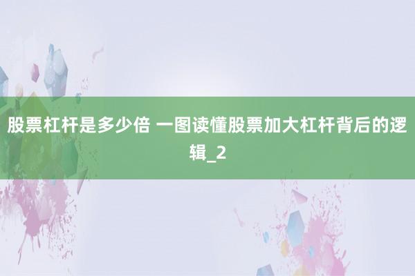 股票杠杆是多少倍 一图读懂股票加大杠杆背后的逻辑_2