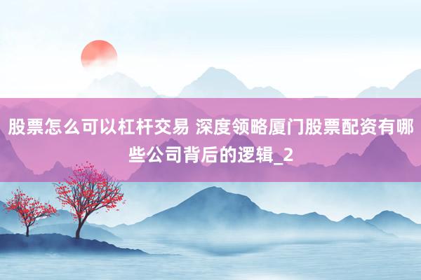 股票怎么可以杠杆交易 深度领略厦门股票配资有哪些公司背后的逻辑_2