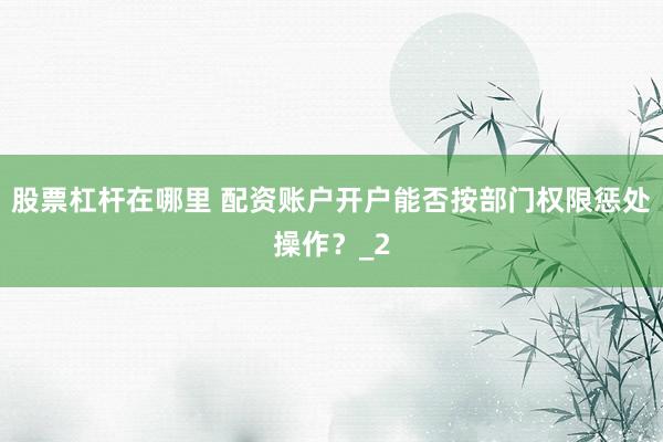 股票杠杆在哪里 配资账户开户能否按部门权限惩处操作？_2