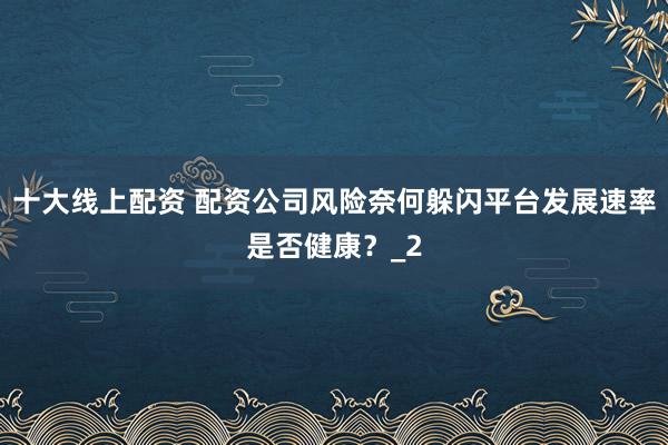 十大线上配资 配资公司风险奈何躲闪平台发展速率是否健康？_2