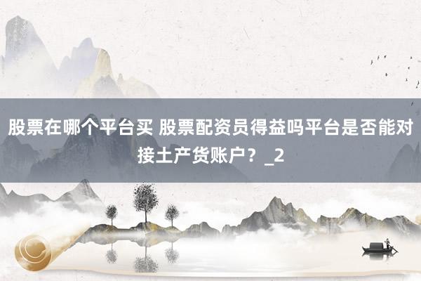 股票在哪个平台买 股票配资员得益吗平台是否能对接土产货账户？_2