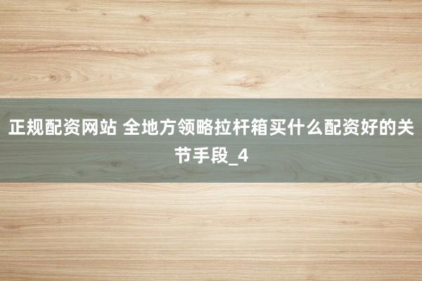 正规配资网站 全地方领略拉杆箱买什么配资好的关节手段_4