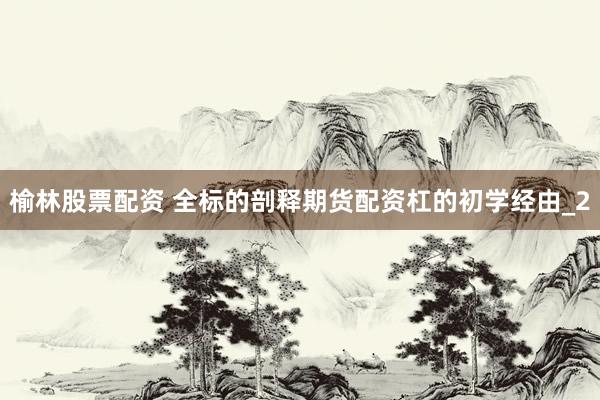 榆林股票配资 全标的剖释期货配资杠的初学经由_2
