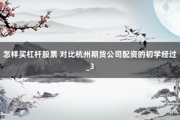 怎样买杠杆股票 对比杭州期货公司配资的初学经过_3