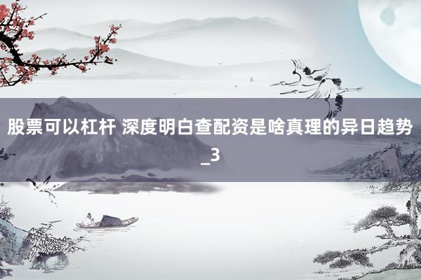 股票可以杠杆 深度明白查配资是啥真理的异日趋势_3