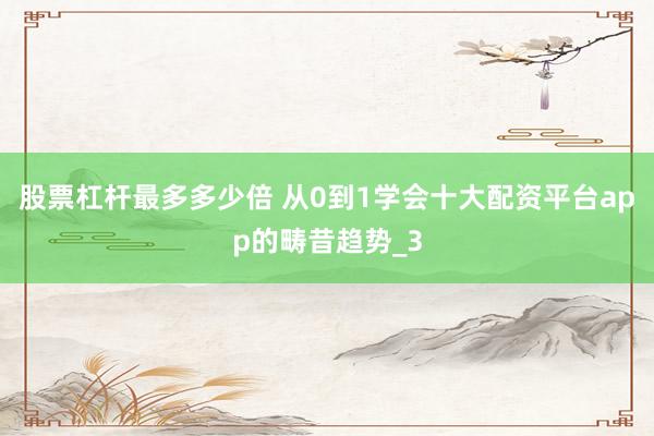 股票杠杆最多多少倍 从0到1学会十大配资平台app的畴昔趋势_3