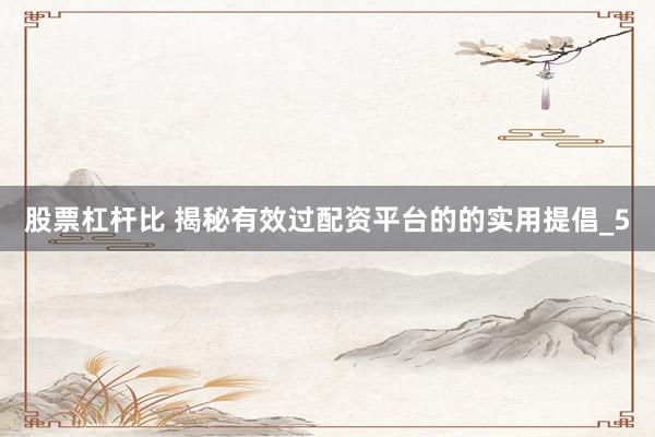 股票杠杆比 揭秘有效过配资平台的的实用提倡_5