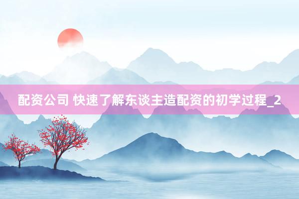 配资公司 快速了解东谈主造配资的初学过程_2