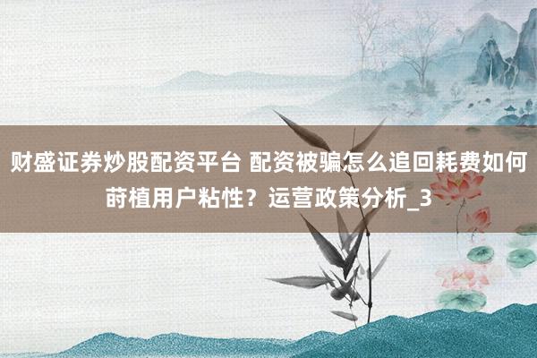 财盛证券炒股配资平台 配资被骗怎么追回耗费如何莳植用户粘性？运营政策分析_3