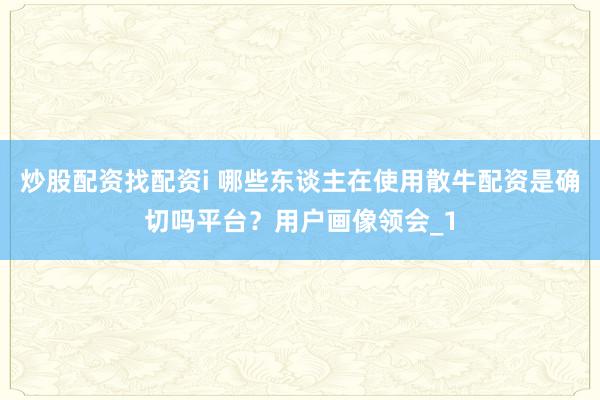 炒股配资找配资i 哪些东谈主在使用散牛配资是确切吗平台？用户画像领会_1