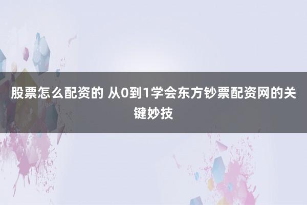 股票怎么配资的 从0到1学会东方钞票配资网的关键妙技