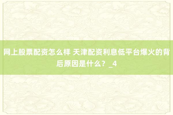 网上股票配资怎么样 天津配资利息低平台爆火的背后原因是什么？_4