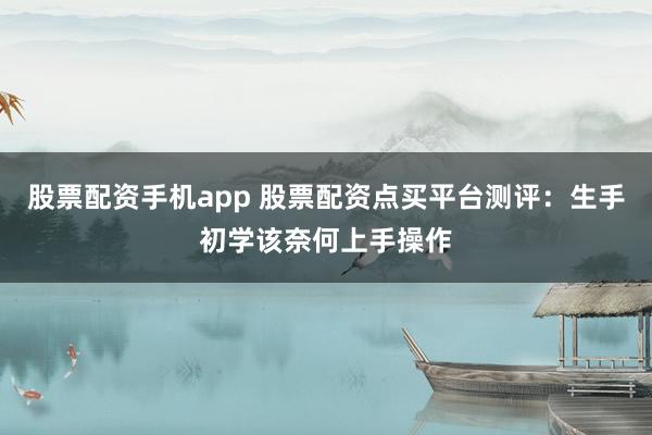 股票配资手机app 股票配资点买平台测评：生手初学该奈何上手操作