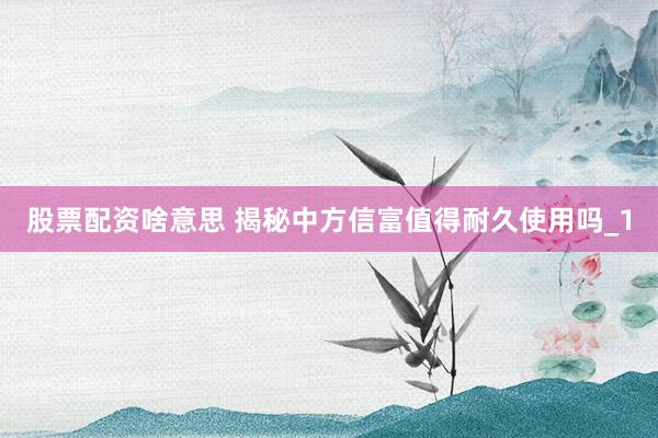 股票配资啥意思 揭秘中方信富值得耐久使用吗_1