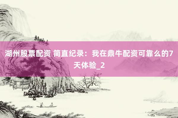湖州股票配资 简直纪录：我在鼎牛配资可靠么的7天体验_2