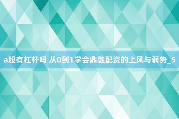 a股有杠杆吗 从0到1学会鼎融配资的上风与弱势_5