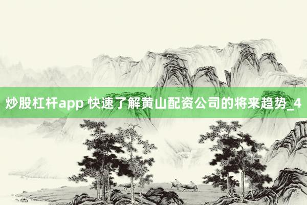 炒股杠杆app 快速了解黄山配资公司的将来趋势_4