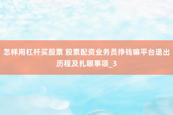 怎样用杠杆买股票 股票配资业务员挣钱嘛平台退出历程及扎眼事项_3