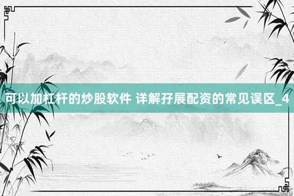可以加杠杆的炒股软件 详解孖展配资的常见误区_4