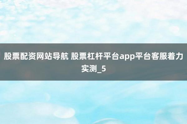 股票配资网站导航 股票杠杆平台app平台客服着力实测_5