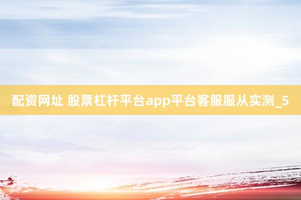 配资网址 股票杠杆平台app平台客服服从实测_5