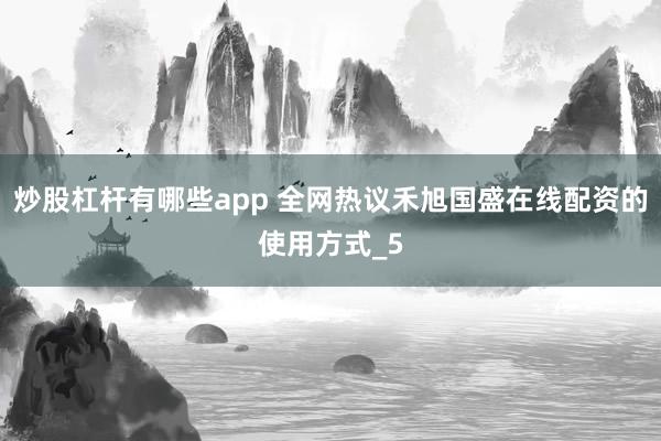 炒股杠杆有哪些app 全网热议禾旭国盛在线配资的使用方式_5