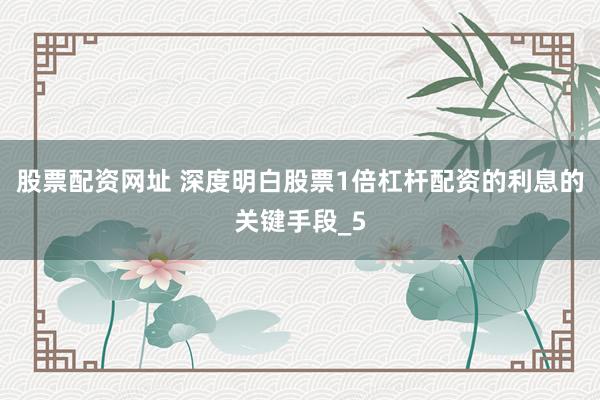 股票配资网址 深度明白股票1倍杠杆配资的利息的关键手段_5
